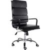 Cribel Poltrona Mito Presidenziale in Finta Pelle Nera con Metallo Cromato, Sistema Basculante e Altezza Regolabile, Design Moderno per Ufficio, Studio e Home Office, 56 x 61 x 117 cm