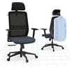 FLEXISPOT Sedia ergonomica da ufficio, con poggiatesta, supporto lombare, braccioli elevabili, altezza regolabile, girevole, capacità 136 kg, OC17 (nero e blu).