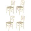 t m c s Tommychairs - Set 4 sedie modello Cross per cucina bar e sala da pranzo, robusta struttura in legno di faggio verniciata anilina bianca e seduta rivestita in tessuto colore canapa