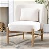 Ya-Home Poltrona Imbottita Poltrone Sedia da Salotto in Tessuto Poltroncina Salotto Moderna con Gambe in Legno Sedie Imbottita per Camera da Letto/Soggiorno, Bianco