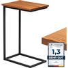 LAMO Manufaktur - Tavolino da scrivania per computer portatile, tavolino portabile, 45 x 30 x 67 cm, struttura nera, 100% vero legno massiccio, colore: rustico