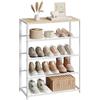 WOLTU Porta Scarpe, Scarpiera con 4 Livelli a Griglia e Struttura in Metallo per Ingresso, Corridoio, Soggiorno, 63x30x83cm, Rovere Chiaro+Bianco