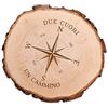 Casa Vivente Fetta di Tronco d'Albero in Puro Legno con Corteccia, Incisione per Coppie, Due Cuori Un Cammino, Motivo Bussola, Accessori Decorativi Casa