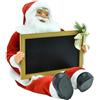 COSE DA CASA Babbo Natale Rosso Seduto con Lavagna Decorazione Natalizia Alta 80 cm Ideale per Casa e Locali Commerciali Negozi in Tessuto