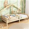 Merax Letto per bambini 90 x 200 cm con protezione anticaduta, letto capanna per bambini con ripiano portaoggetti, letto capanna in legno stabile con rete a doghe, letto da gioco per ragazzi e ragazze