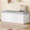 Hzuaneri Cassapanca contenitore da interno, Panca contenitore, Utilizzabile Come Portascarpe, con Cuscino in Lino, Adatta per Soggiorno, Ingresso e Atrio, 40 x 109 x 44,5cm, Bianco-Grigio SB01903GY