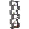 RICOO Libreria scaffale 192 x 70 x 25 cm WM070-BG Scaffalatura con 6 ripiani Grigio cemento
