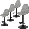 Lestarain Set di 4 Sgabelli da Bare Cucina, Sgabelli Alti con Schienale in Velluto, Sedie da Bar con Poggiapiedi, Sedile Altezza Regolabile 60-81 cm, Girevole a 360°, Grigio Chiaro, LBAI64002-4