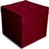 MG Design Pouf contenitore imbottito 45 × 45 cm Rosso - capacità ca. 50 L, fino a 300 kg, seduta morbida, struttura solida, già montato e facile da pulire
