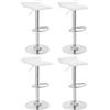 WOLTU Sgabelli da Cucina Set di 4, Sgabello da Bar Colazione Regolabile in Altezza, Sgabello da Banco Girevole a 360°per Bar, Cucina, Banco, Caffè, PVC+Metallo, con Poggiapiedi, Bianco+Argento