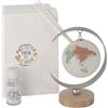 Doni Bomboniere Comunione 1 pz Diffusore Essenza A Forma di Cresima Matrimonio Anniversario Mappamondo con Continenti Colorati Base in Legno E Supporto Metallo Idee Regalo Complete Originali