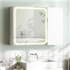 FORABAMB Specchio Bagno Contenitore 80x60x16cm con Luce LED, Specchiera Bagno con Scaffali Regolabili, Mobile Bagno Sospeso con Specchio ad Alta Definizione, Tre Tonalità Colore, Touch Control, Bianco