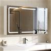 DICTAC Specchio Bagno Contenitore con Luce e Presa Elettrica Mobile Bagno da parete con 3 Ante Specchio e 3 Ripiano Regolabile, Armadietto Specchio Bagno con illuminazione,100 x 60 x 16cm,Bianco