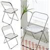 TUITUI Set di 2 Sedie da Pranzo Pieghevole in Acrilico e Metallo, Sedie Trasparenti Sala da Pranzo, Sedie Plastica Esterno o Interno, Sedia da Giardino Moderne e Sofisticato (Trasparente-2 pezzi)