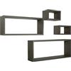 MODULARREDO MERLINO Set 4 Mensole da Muro, Pensile Bagno, Mensola Parete, Scaffale Parete, 75x30 x 15.5 cm, 60x25 x 15.5 cm e 2 da 25x15 x 15.5 cm, Rovere Scuro - Made in Italy