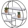 Mendler Scaffale mensola portaoggetti pensile 4 Ripiani HWC-K76 Rotondo 45x45x11cm Ferro Verniciato Legno - Bianco