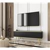 3E 3xE living.com Mobile TV di colore NERO con gambe ORO, P: L: 135 cm, A: 30 cm, P: 32 cm
