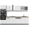 Vicco Cucina componibile R-Line, Bianco, 300 cm J-Shape con armadio alto, PL Rovere, adatto per combinazioni ed espansioni personalizzate