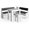 Vicco Combinazione di panche e tavolo ad angolo Roman, Bianco, 180 x 150 cm con tavolo, adatto per il posizionamento ad angolo in cucine e sale da pranzo
