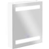 HOMCOM Armadietto Pensile da Bagno con 1 Anta, Specchio e Luci a LED | 2 Ripiani Interni | MDF Bianco (60 x 50 x 15cm)