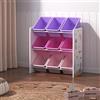 [en.casa] Scaffale per Cameretta con 9 Contenitori a Scaletta Porta Giocatoli (AxLxP) 60 x 62 x 26,5 cm Mobile a Misura di Bimbi - Disegno Laterale Oceano - Rosa/Viola