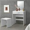 [en.casa] Tavolo da Trucco con Specchio e Sgabello Postazione Toeletta Angolo Beauty con Cassetto per Camera da Letto Bagno Vanity Desk per Make-up - Bianco