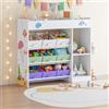 [en.casa] Scaffale per Cameretta con Scomparti Aperti e 9 Scatole Pieghevoli Porta Giocattoli Mobile Contenitore Montessori a Misura di Bimbi 80 x 90 x 30 cm - Design Aqua Dream