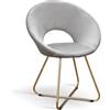 PAZZO DESIGN Sedia Iris Set Da 2 sedie, Sedie Cucina, Sedie Soggiorno, Sedie Velluto, Sedia Design, Grigio, Gambe Metallo Oro - id_2132