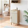 [en.casa] Mobiletto da Terra con Anta e Cassetto Armadietto da Bagno con Ripiano Mobile Contenitore Salvaspazio per Corridoio Ingresso 80 x 40 x 35 cm - Effetto Rovere/Avena Oatmeal