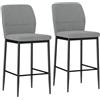 HOMCOM Set 2 Sgabelli Bar in Velluto Sgabelli Cucina 41x52x97 cm Grigio | Sedie Alte Moderne, Poggiapiedi e Schienale, Cucina e Soggiorno