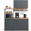 Vicco Cucina singola Egbert, Antracite, 160 cm | con tavolo allungabile, con asciuga piatti integrato e ripiani laterali