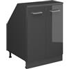 Vicco Mobile cucina sottotetto R-Line, Antracite lucido, 60 cm con 2 porte, carcassa 60 cm profondità, per la libera combinazione all'interno di sistemi cucina modulari
