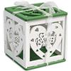 Vetrine inrete Vetrineinrete® Scatoline portaconfetti 24 Pezzi per Promessa di Matrimonio in Legno bomboniera segnaposto con nastrino Scatola Confetti Verde Bianco (Cuore)