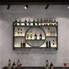 JOSIAHCQ Portabottiglie da Parete Porta Bottiglie di Vino Per Cantinetta Vino Portavino a Parete Porta Vini Mobile Bar con Porta Calici Mensole Cucina Scaffale da Parete Vetrinetta Spazioso e Ripiani Aperti (