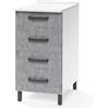 REDÒKASA Cassettiera per cucina componibile da 40 cm con 4 cassetti, realizzata in legno 100% MADE IN ITALY (Bianco con cassetti Cemento)