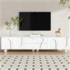 REXO Mobile TV bianco 180 cm con gambe in legno: un minimalista ed elegante, con molto spazio, design unico e possibilità di archiviazione flessibili per un soggiorno elegante.