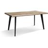 PAZZO DESIGN Tavolo Fisso Dario, Piano in MDF, Gambe Metallo Nere, Rovere, Cucina, Sala da Pranzo, Soggiorno, Ufficio, 160 x 90 x 76 cm