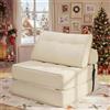 HOMMPA - Divano letto pieghevole 3-in-1, convertibile in divano letto e poltrona con cuscino, comodo divano letto per camera da letto e soggiorno, beige, 80 cm