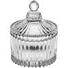 Generico Vaso portaconfetti in Vetro Rigato con Coperchio 9x6.5 cm BOMBONIERA