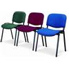 Europrimo Sedia da Ufficio Poltrona Fissa per Sala Attesa Metallo e Ecopelle Blu