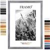 FRAMO35 22x28 Cornice (Grigio Sfocato) in MDF Fatta a Mano con lastra di Vetro Artificiale antiriflesso a Prova di Rottura e Robusta Parete Posteriore in MDF, Larghezza Cornice: 35 mm