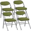 Wohenster Set da 4 Sedie Pieghevoli Comode di Alta Qualità in Metallo, Sedia Pieghevole Resistente, Imbottite in Velluto a Coste, Sedie Pieghevoli Esterno Interno, Giardino Campeggio, Army Green
