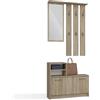 ARREDO DA CASA Mobile Ingresso Moderno con Specchio, 6 Ganci Regolabili, Scarpiera a Ribalta 8-9 Paia e 2 Vani - Nobilitato Bordi ABS - In Diversi Colori MIT1 (Rovere chiaro)