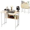 haiorjun Scrivania Pieghevole Piccola con Ruote, Larghezza 80 cm Piccolo Tavolo Pieghevole Salvaspazio con Portaoggetti, Scrivania a Scomparsa per Casa e Ufficio, Design Industriale (Color Acero)