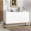 Ctastay Credenza a Quattro Ante, Buffet, Mobile contenitore a Cassettiera, Mobile ad Angolo, Mobile da Cucina senza Maniglie, Per Sala da Pranzo, Soggiorno e Cucina (Bianco)