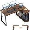 TRIUMPHKEY Scrivania ad Angolo Reversibile 120x80 cm, Tavolo A L Reversibile con Scaffale, Scrivania Da Gioco per Computer, Adatta a Ufficio/Camera Da Letto, Marrone Rustico