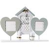 BuyStar Home Love Portafoto da Tavolo Multiplo | Cornice Foto 3 posti in Legno | Portafoto Shabby Chic | Cornice Casa con Elementi a Cuore | Idea Regalo