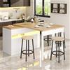 Ligterra Tavolo da bar allungabile, tavolo da bar con spazio di archiviazione, isola da cucina, girevole a 360°, con illuminazione a LED, per soggiorno, sala da pranzo, 120-180 x 40 x 75,8 cm (bianco)