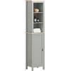 SoBuy Mobile Colonna Bagno Salvaspazio con 3 Scomparti a Giorno e 1 Anta