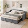 YGHQAP Letto imbottito, divano allungabile per 2 persone, letto estraibile, con rete a doghe e schienale, multifunzione, tessuto in velluto, senza materasso (grigio, 90 x 200 cm)
